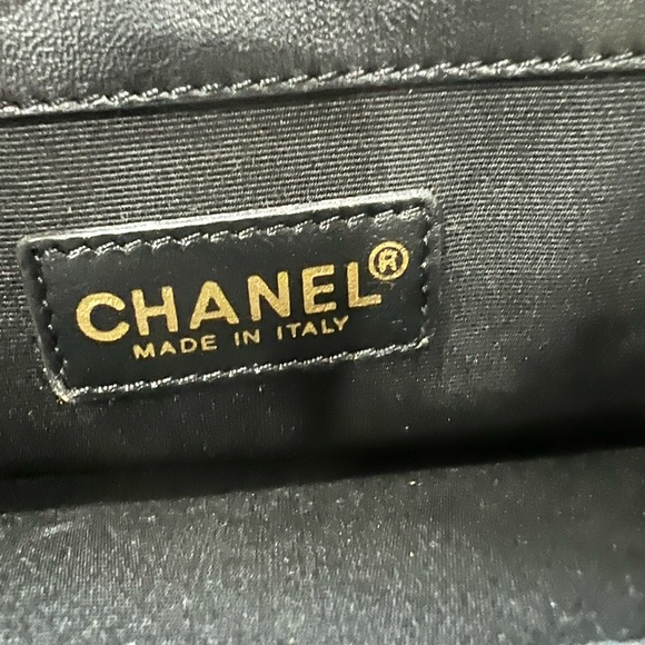 CHANEL Denim In Navy Blue Small Tote with Gold Chain and Iconic Print - Picture 6 of 7